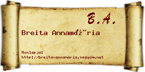 Breita Annamária névjegykártya